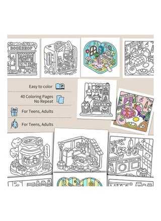 Girl Moments: A Stress-Relief Coloring Book for Adults & Teens, Cute & Cozy Daily Activities, Mindfulness Illustrations, Relaxing Anti-Anxiety Art Therapy, 40 Hand Drawn Pages Ready for Coloring (Multicolour) - view 3